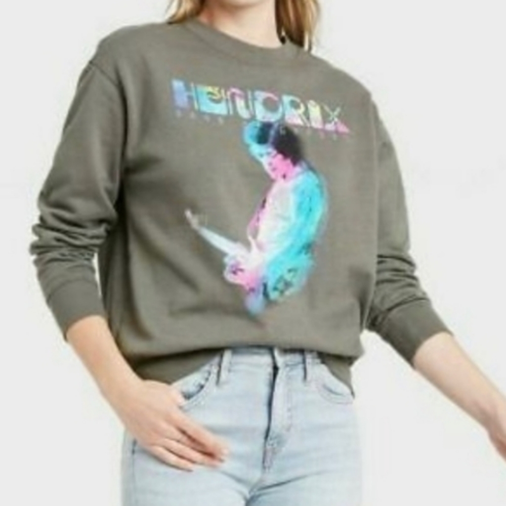 Authentic Hendrix (Size XXL) Gray & Holographic Print 1970 Tour Vintage Sweater